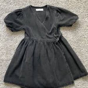 Zara girls black wrap denim dress size 7